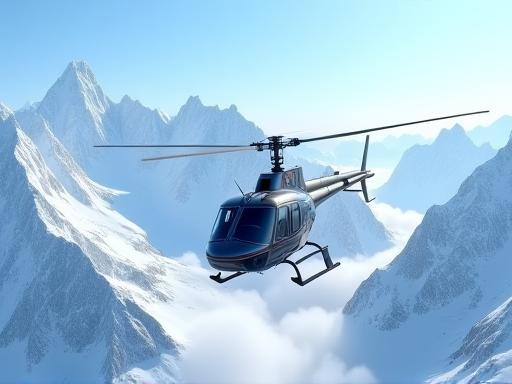 Helicopter above snowy Alps