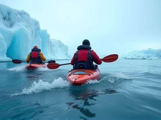 Kayakers in Arctic waters